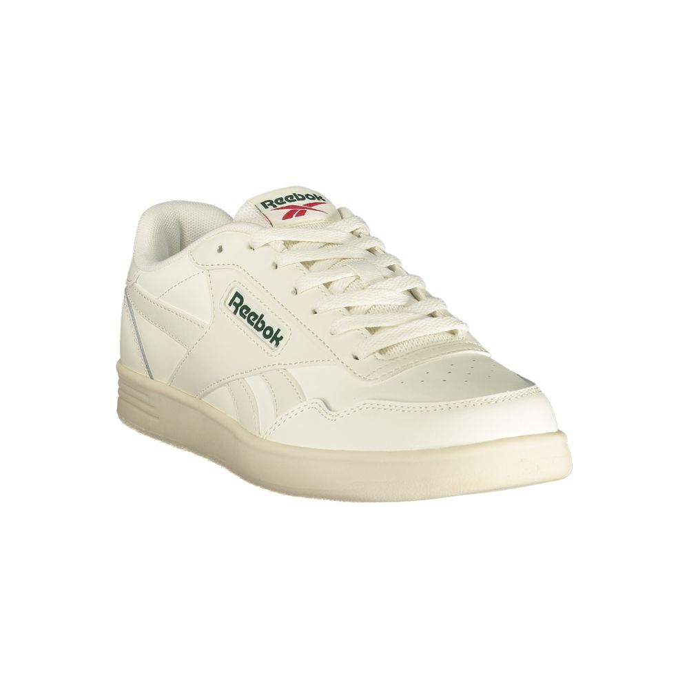 Reebok White Polyester Athletic Sneakers with Contrast Details