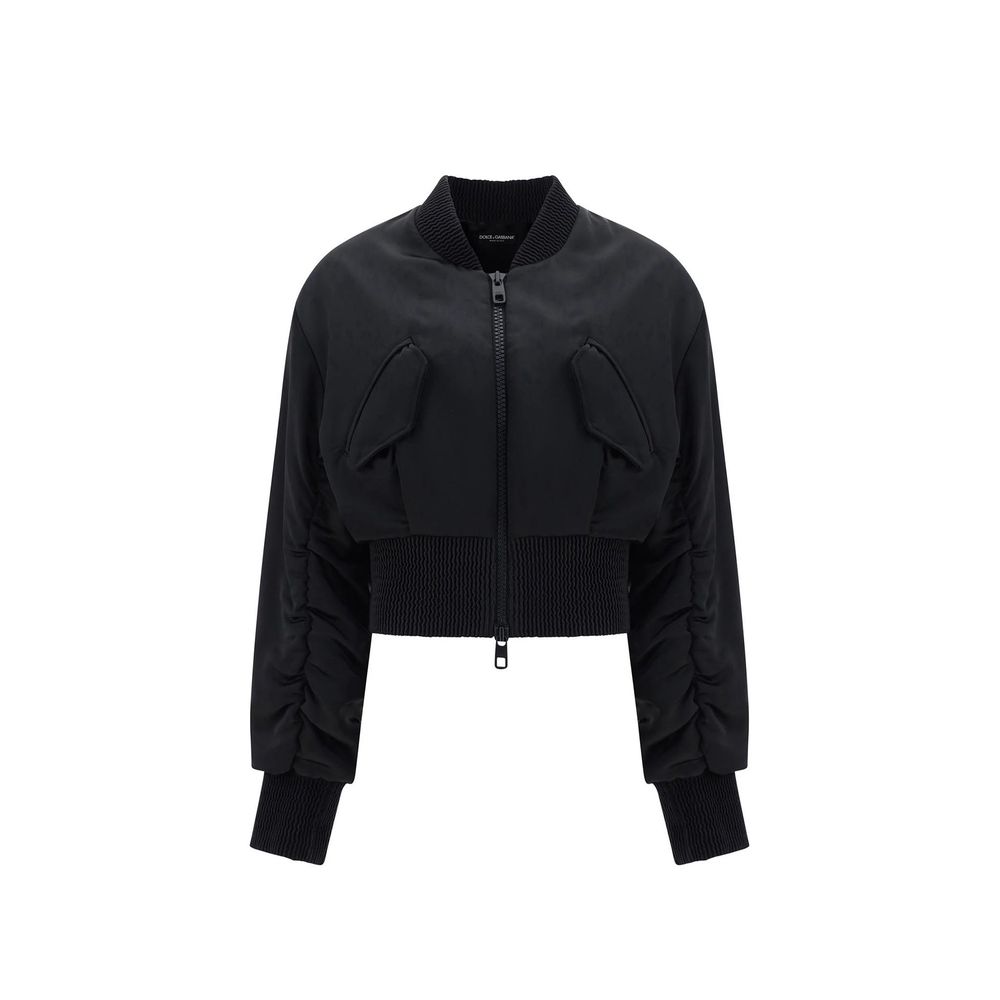 Dolce & Gabbana Black Acetate Bomber Jacket