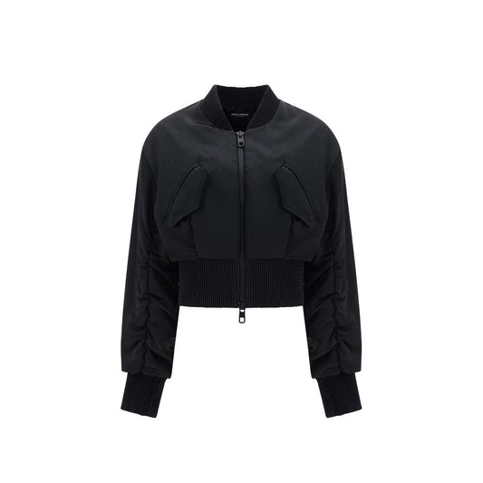 Dolce & Gabbana Black Acetate Bomber Jacket