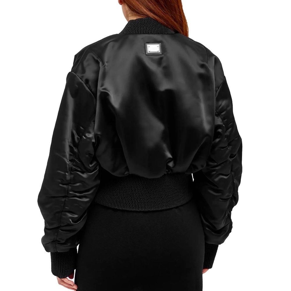 Dolce & Gabbana Black Acetate Bomber Jacket