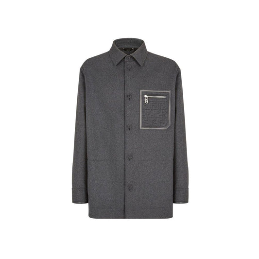 Fendi Gray Cashmere Go-To Single-Breasted Blouson Jacket