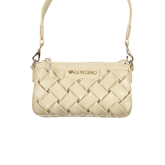 Mario Valentino Beige Leather-Finish Handbag with Removable Strap