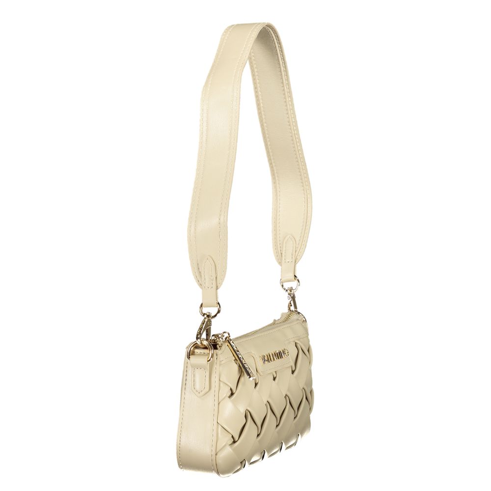 Mario Valentino Beige Leather-Finish Handbag with Removable Strap