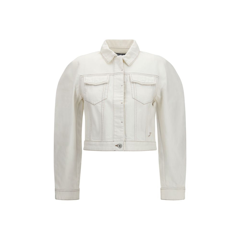 Jacquemus White Cotton Denim Ovalo Jacket