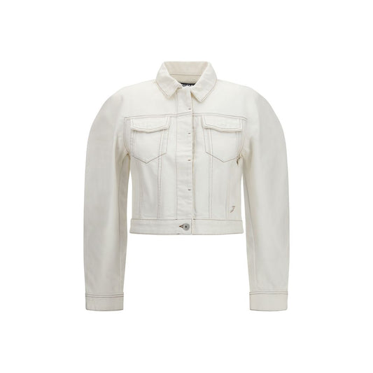 Jacquemus White Cotton Denim Ovalo Jacket