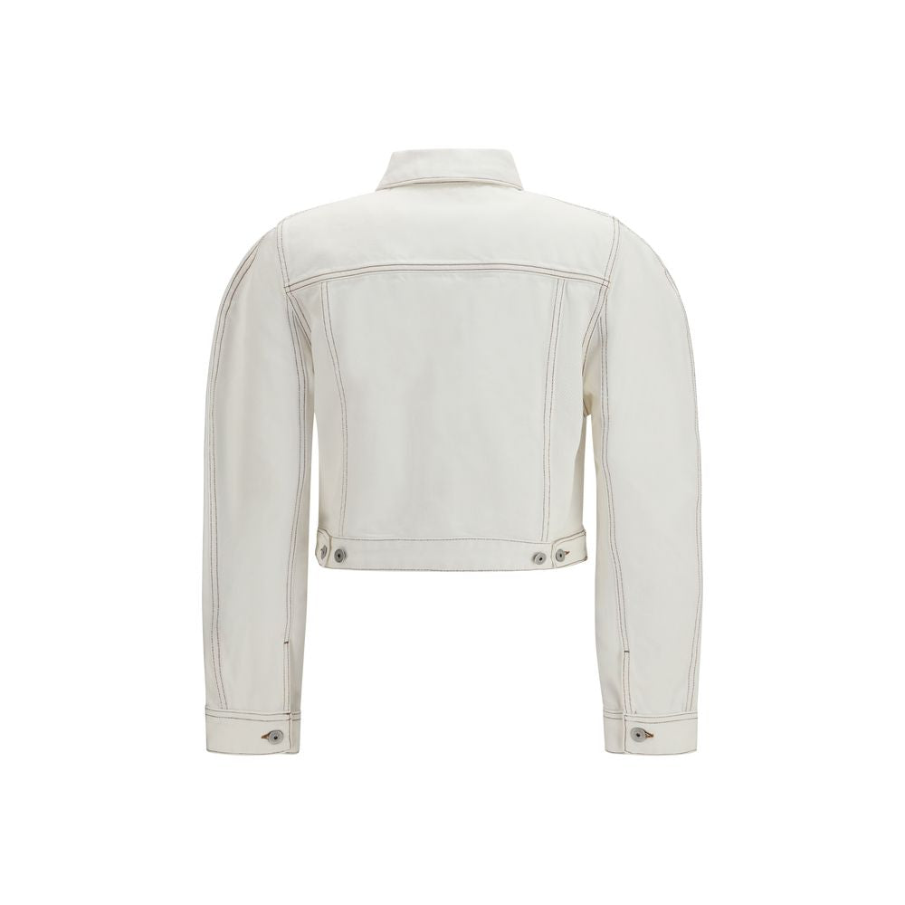 Jacquemus White Cotton Denim Ovalo Jacket
