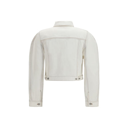 Jacquemus White Cotton Denim Ovalo Jacket
