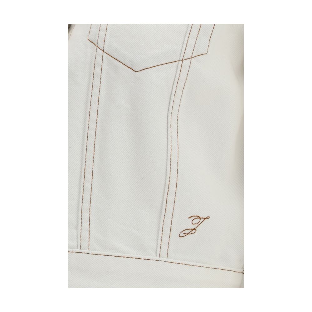 Jacquemus White Cotton Denim Ovalo Jacket