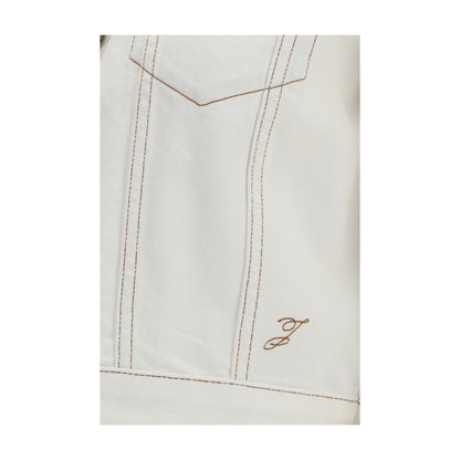 Jacquemus White Cotton Denim Ovalo Jacket