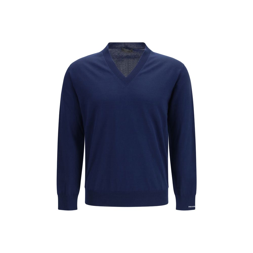 Prada Blue Cotton Sweatshirt - Elevated Casual Elegance