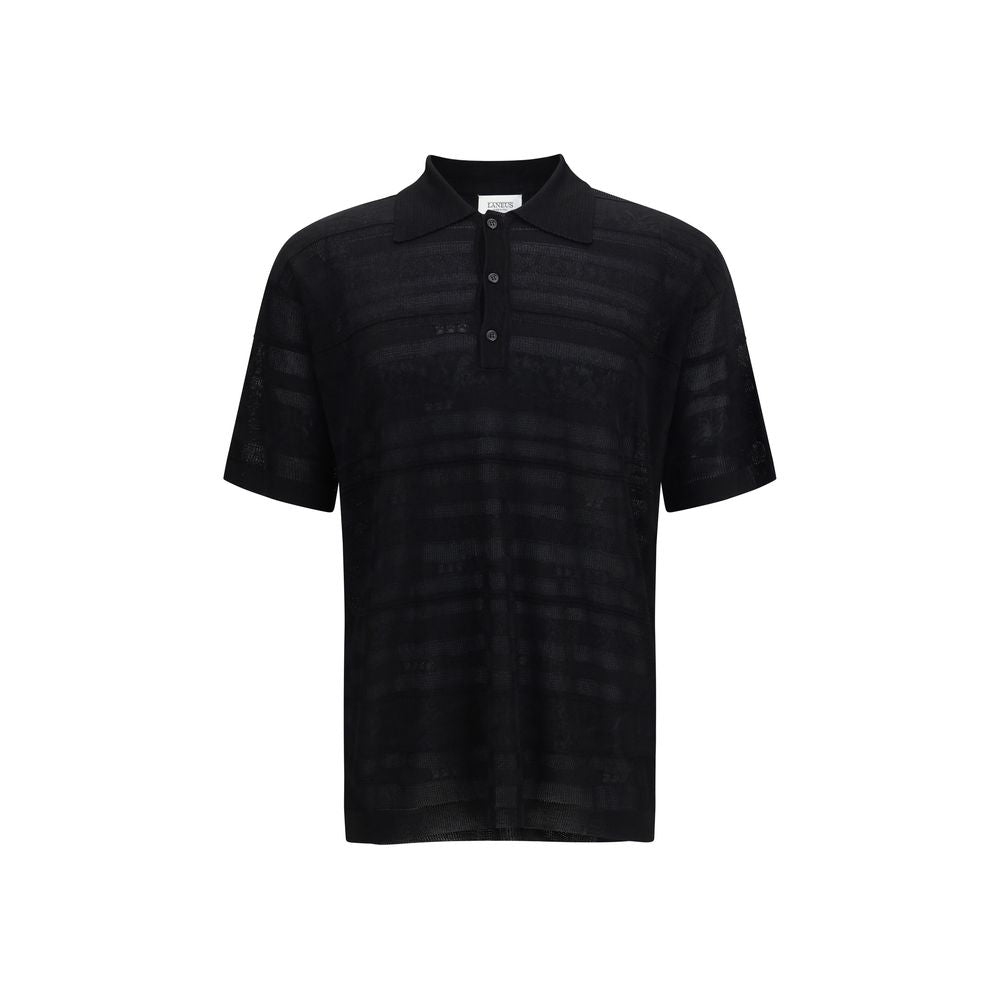 Laneus Black Cotton Polo Shirt - Ultimate Comfort Meets Style