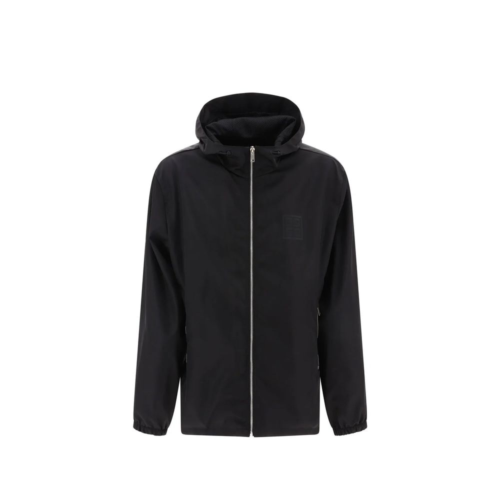 Givenchy Black Nylon 4G Laser-Engraved Hooded Windbreaker Shell Jacket