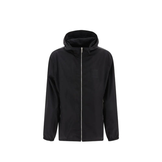 Givenchy Black Nylon 4G Laser-Engraved Hooded Windbreaker Shell Jacket