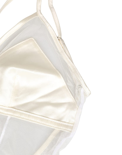 Dolce & Gabbana White Sheer Nylon Halterneck Bodysuit