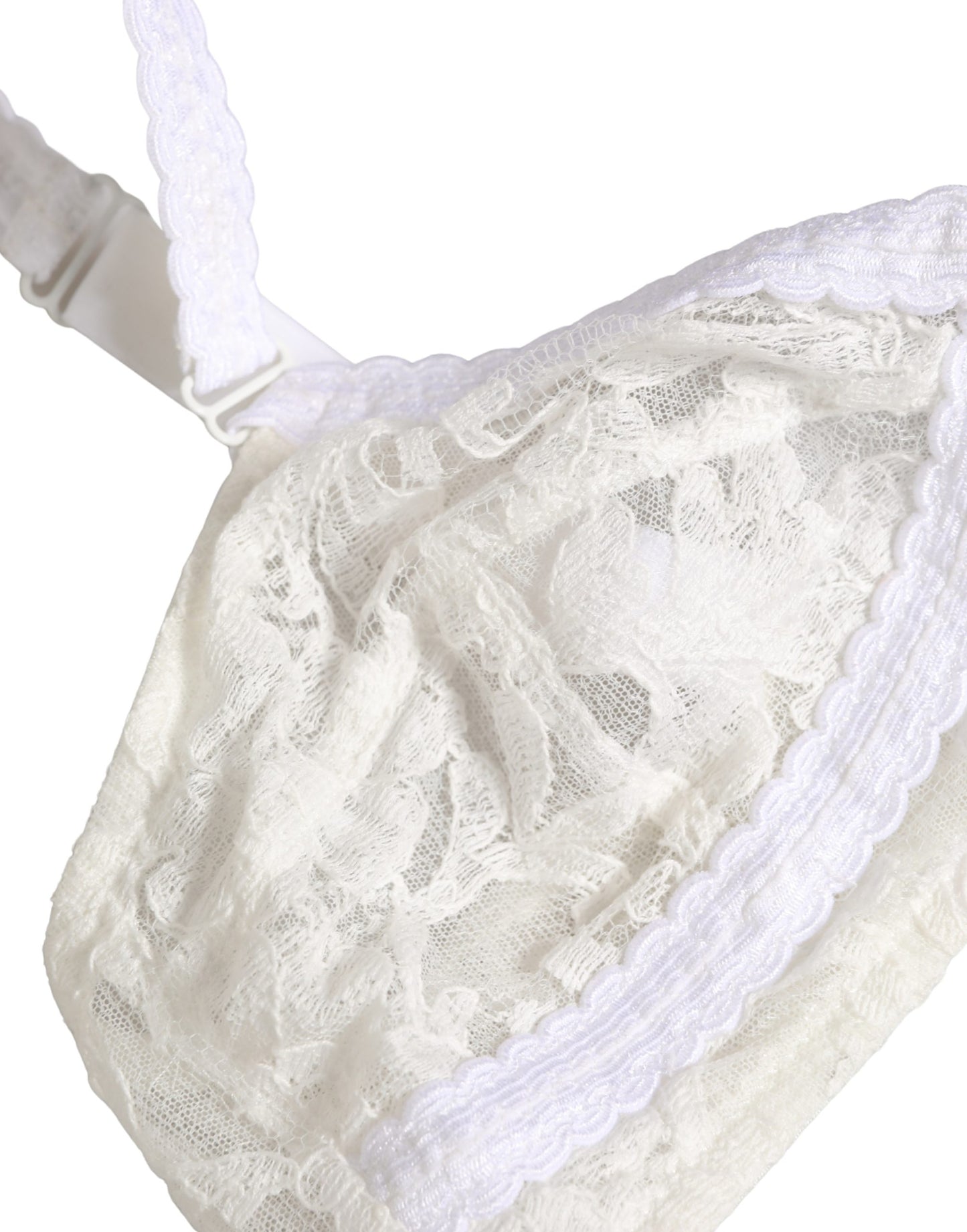 Dolce & Gabbana White Cotton Lace Wireless Soft Cup Bra