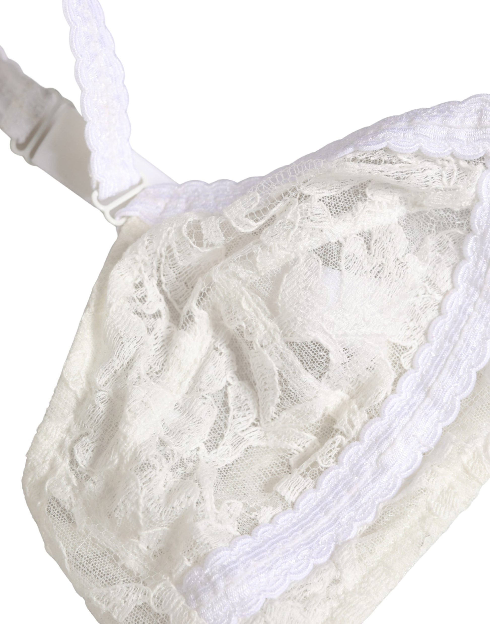 Dolce & Gabbana White Cotton Lace Wireless Soft Cup Bra