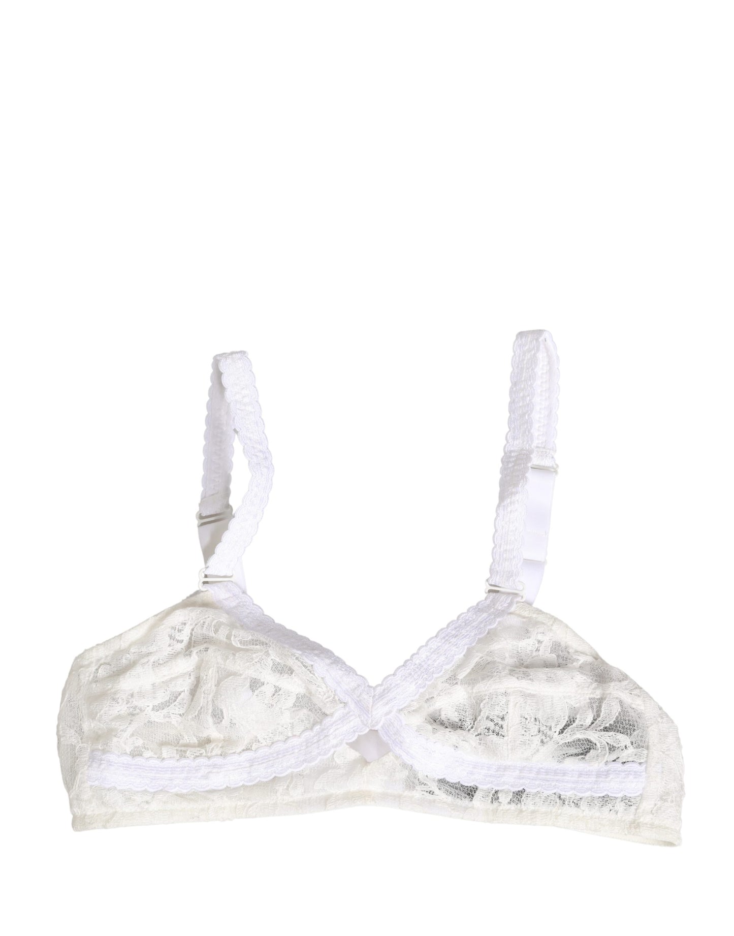 Dolce & Gabbana White Cotton Lace Wireless Soft Cup Bra