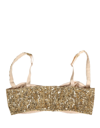 Dolce & Gabbana Gold Sequined Semi-Pad Underwire Bra