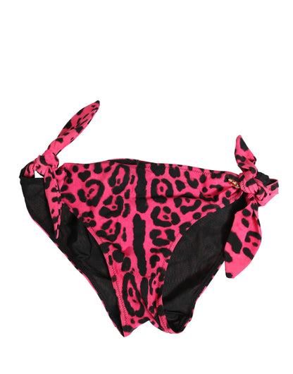 Dolce & Gabbana Pink Leopard Print Bikini Bottom Swimwear