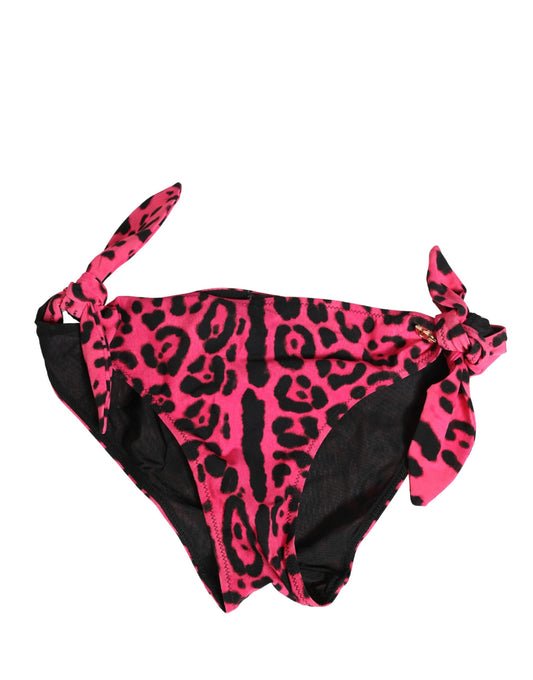 Dolce & Gabbana Pink Leopard Print Bikini Bottom Swimwear