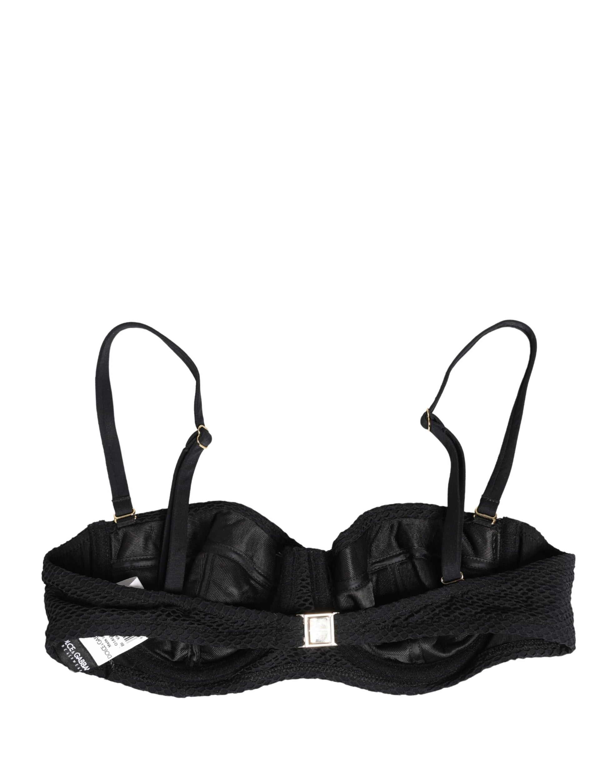 Dolce & Gabbana Black Nylon Padded Balconnet Brassiere Underwear
