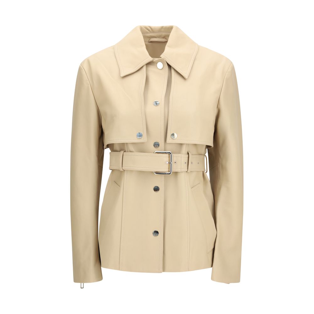 Max Mara Beige Leather Jacket - Stenzone Convertible Luxury