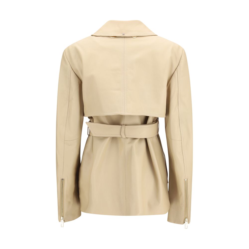 Max Mara Beige Leather Jacket - Stenzone Convertible Luxury