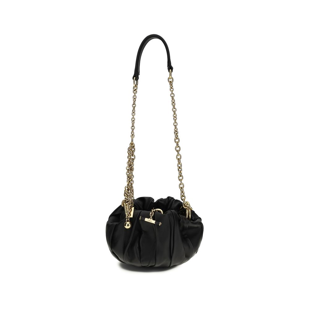 Chloé Black Lamb Leather Plissé Shoulder Bag