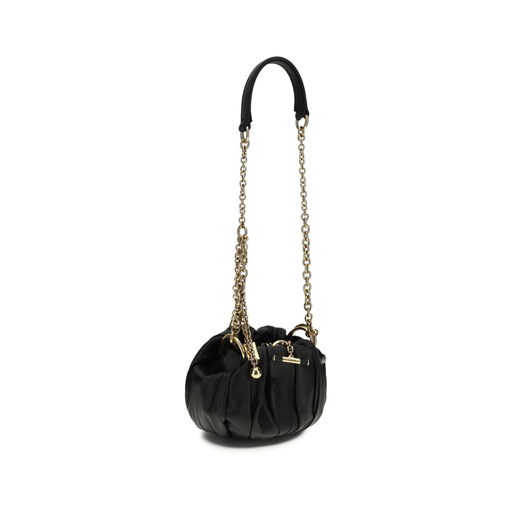Chloé Black Lamb Leather Plissé Shoulder Bag