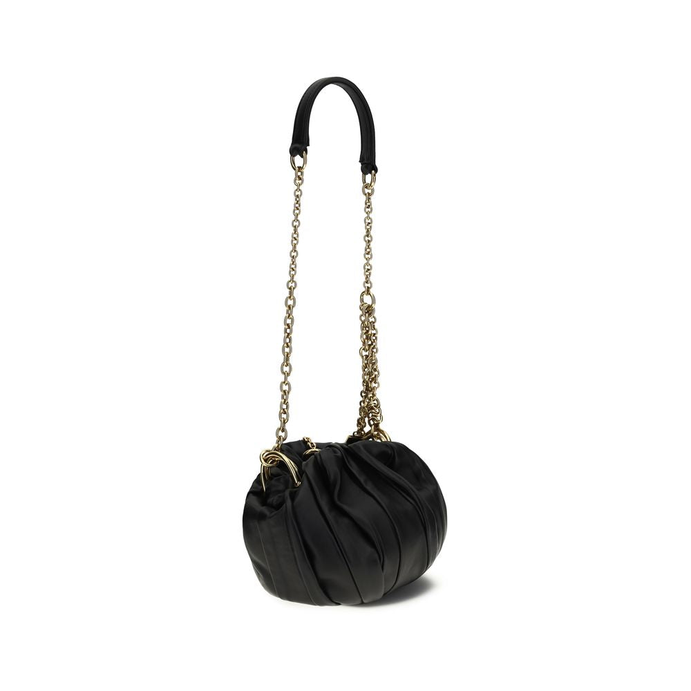 Chloé Black Lamb Leather Plissé Shoulder Bag