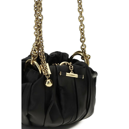 Chloé Black Lamb Leather Plissé Shoulder Bag