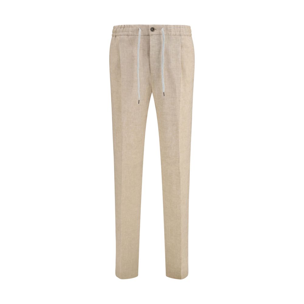 PT Torino Beige Linen Casual Pants for Effortless Elegance