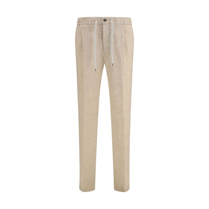 PT Torino Beige Linen Casual Pants for Effortless Elegance