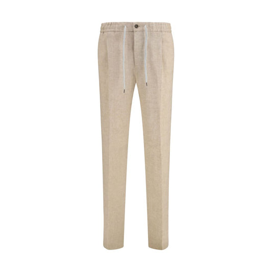 PT Torino Beige Linen Casual Pants for Effortless Elegance