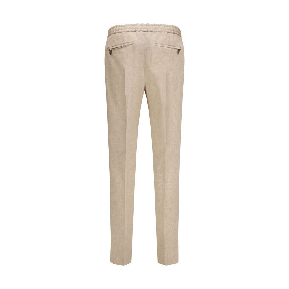PT Torino Beige Linen Casual Pants for Effortless Elegance