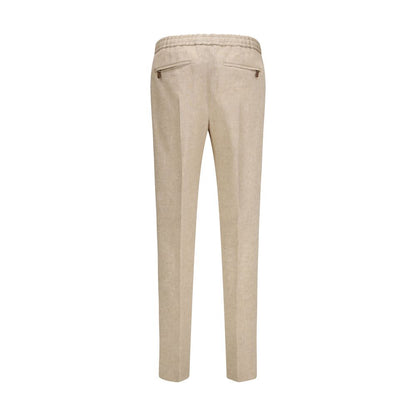PT Torino Beige Linen Casual Pants for Effortless Elegance