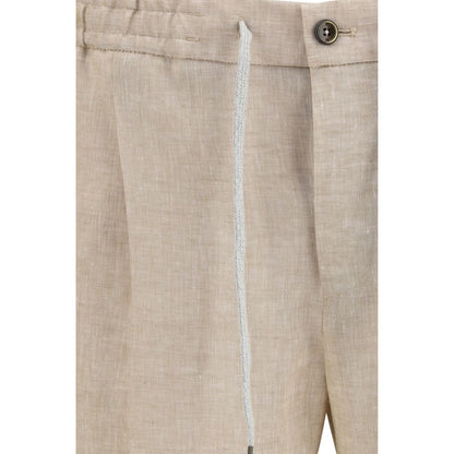 PT Torino Beige Linen Casual Pants for Effortless Elegance