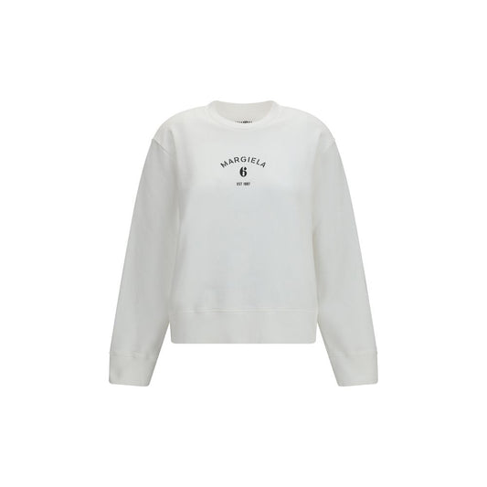 MM6 White Cotton Sweatshirt - Contemporary Crewneck Design
