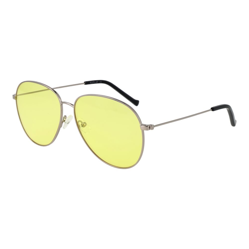 Replay Women’s Sunglasses – Silver Aviator Frame, Yellow Lenses