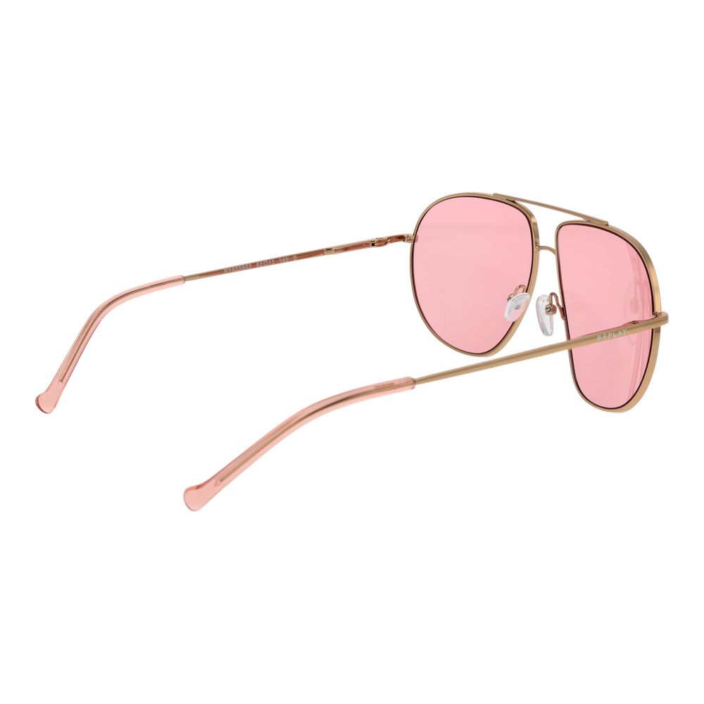Replay Gold Metal Sunglasses – Aviator Style with Rose Lenses