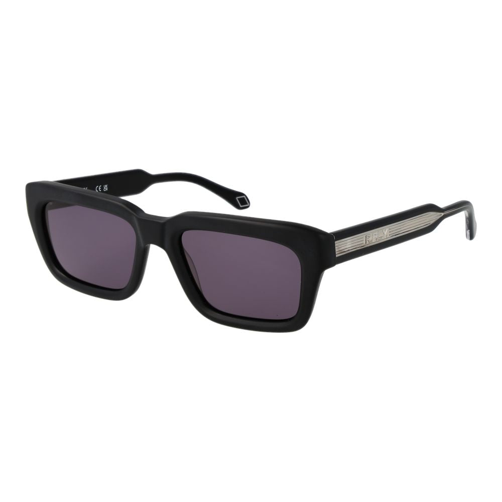 Replay Men’s Sunglasses – Black Rectangle Frame, Grey Lenses