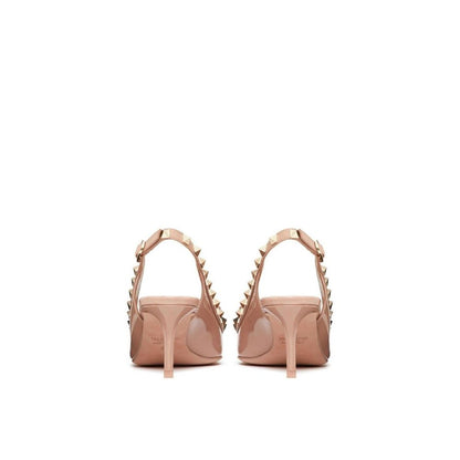 Valentino Garavani Beige Calfskin Rockstud Bow Slingback Pumps