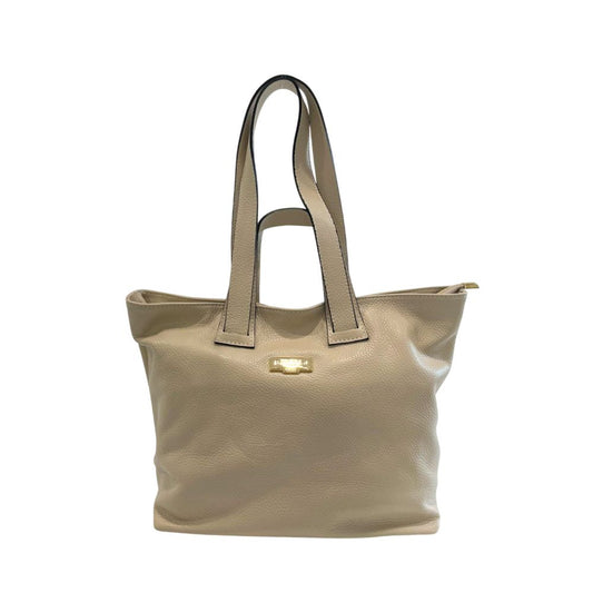 Baldinini Trend Beige Cowhide Clutch Bag: Stylish Meets Functional