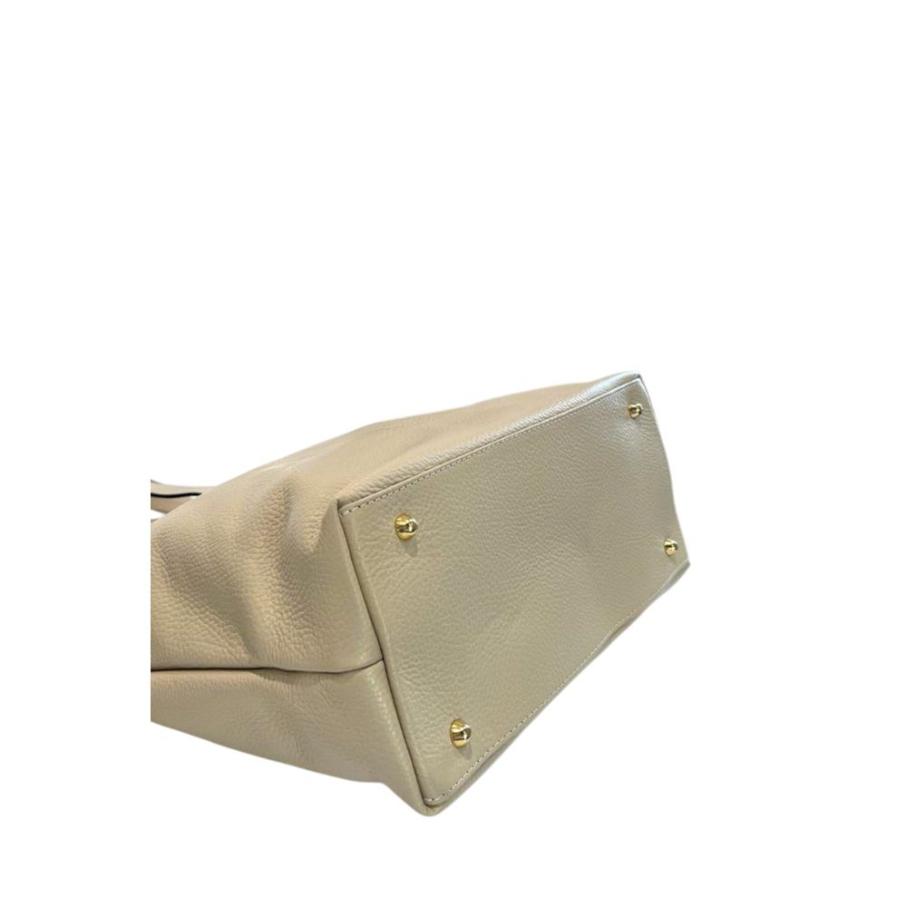 Baldinini Trend Beige Cowhide Clutch Bag: Stylish Meets Functional