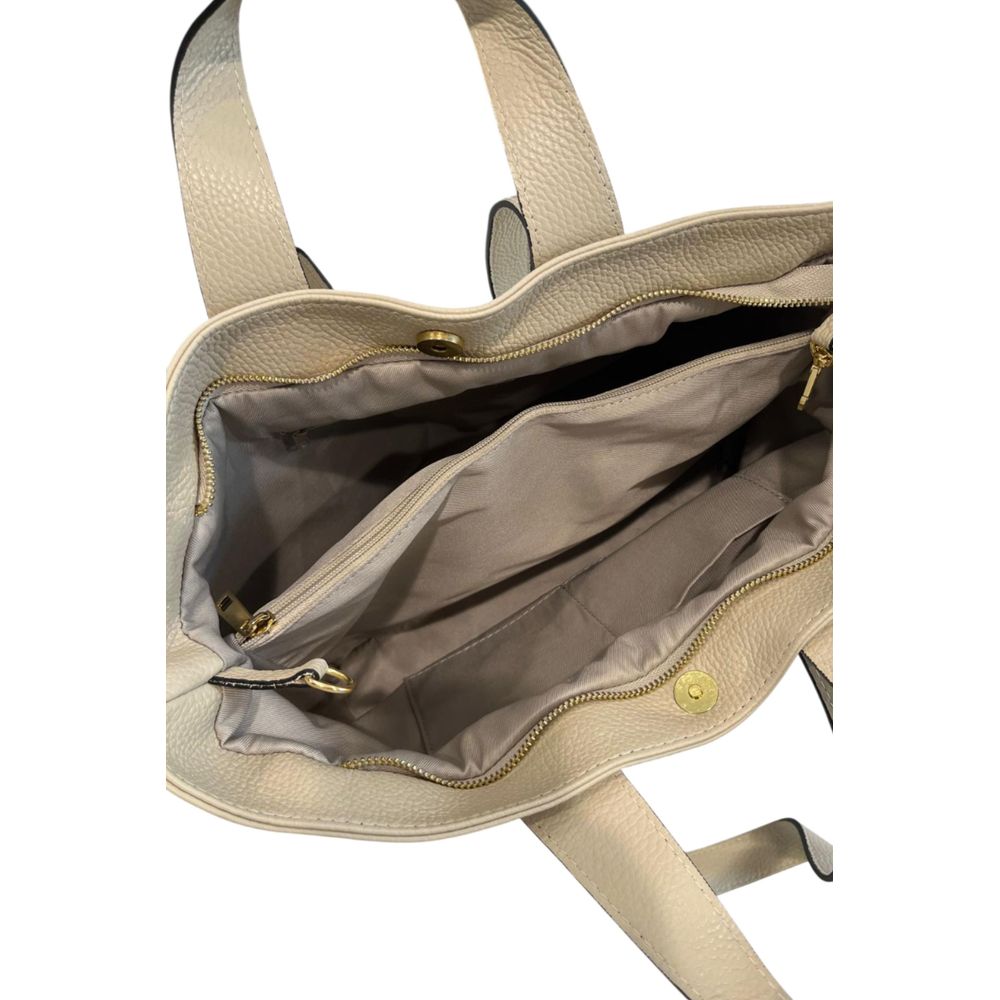 Baldinini Trend Beige Cowhide Clutch Bag: Stylish Meets Functional