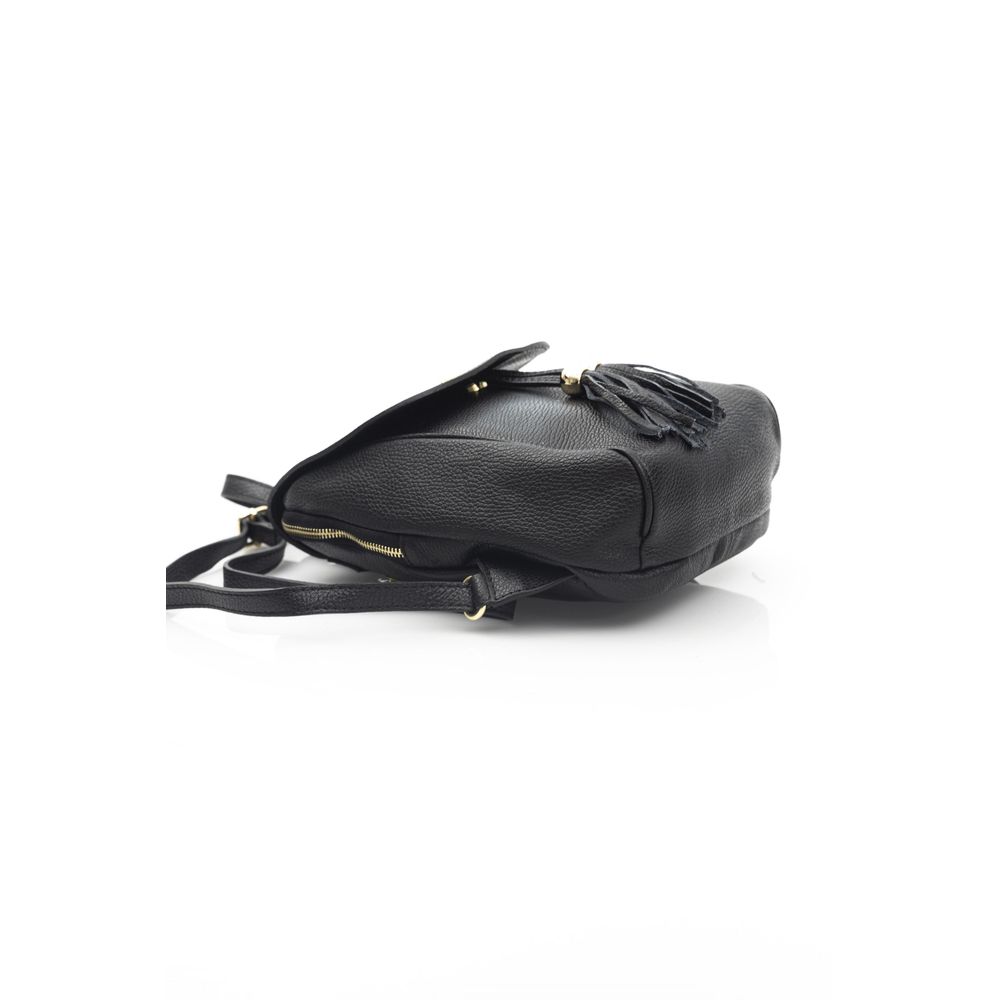 Baldinini Trend Black Cowhide Crossbody Bag: Chic Mini Chain Shoulder Bag
