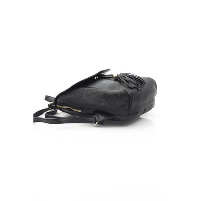 Baldinini Trend Black Cowhide Crossbody Bag: Chic Mini Chain Shoulder Bag
