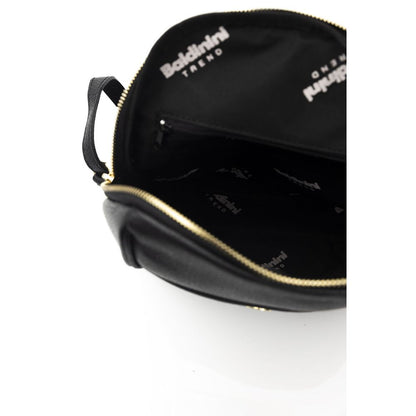 Baldinini Trend Black Cowhide Crossbody Bag: Chic Mini Chain Shoulder Bag