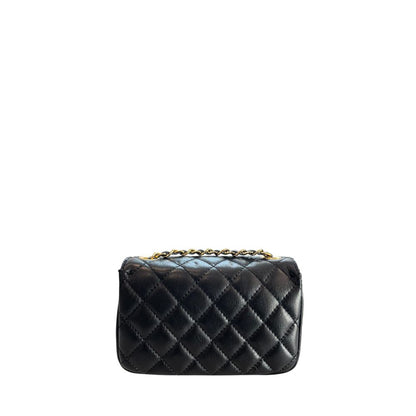 Baldinini Trend Black Cowhide Crossbody Bag: Chic Mini Chain Shoulder Bag
