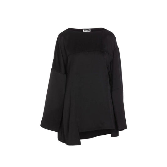 Jil Sander Black Silk Blouse - Luxurious Asymmetrical Design for Women